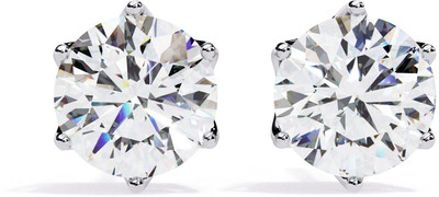 KUBER GEMS AND JEWEL 925 Silver Solitaire Stud Earrings for Women and Girls | Cubic Zirconia Silver Earring Set
