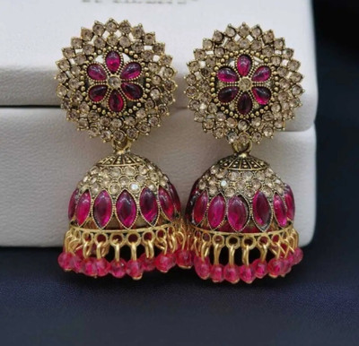 maanya Wedding Traditional Jhumka earrings for girls women Crystal Alloy Jhumki Earring