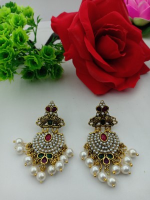 kritvi enterprise Traditional Pearl Embedded Jhumka / Jhumki for Women and Girls Crystal, Beads, Diamond, Pearl Alloy Chandbali Earring