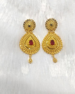 Gorkhastyle Red drop thai Brass Drops & Danglers