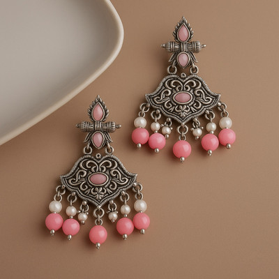 Danger enterprise Premium Traditional Oxidised Silver Chandbali Earrings for Women & Girls | Alloy Chandbali Earring