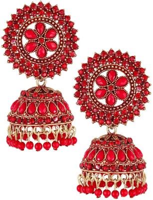 Happy Stoning Beautiful Designer Jhumka Earrings for women & Girls Beads Brass Jhumki Earring