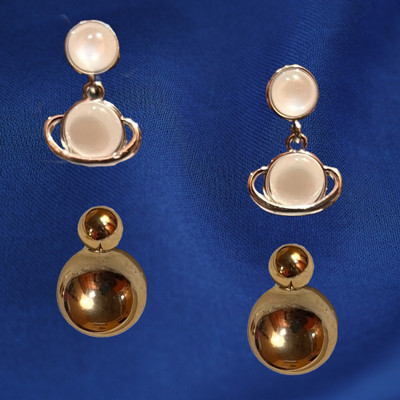 Jewelica Elegant Dual Sphere & Planet Design Earrings Combo Set for Women & Girls Alloy Stud Earring