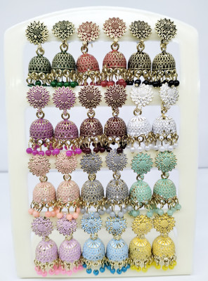 DEW MAT Oxidised Color Earrings Jhumka For Women And Girls Alloy Jhumki Earring