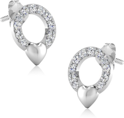 Iski Uski Store Heart Style Silver Stud Earring Zircon Sterling Silver Stud Earring