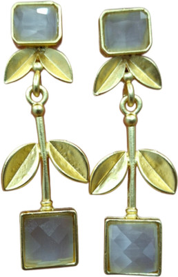 Kavi Traders Collection Golden White Crystal Alloy Drops & Danglers
