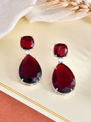 Silvermerc Designs Faux Ruby Western Drop Earrings Brass Drops & Danglers