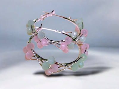 Trendmakerz Pastel Beaded Hoop Earrings – Silver Finish Beads Metal Hoop Earring, Earring Set