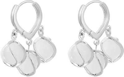 DZOIR Silver Plated Fresh Water Pearl Earrings For Women And Girls Stainless Steel Hoop Earring