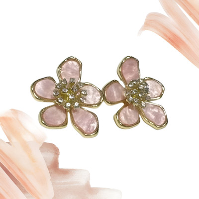 AKISON JEWELS Flower Earrings For Women Floral Earrings Korean Earrings Western Earring Crystal, Diamond, Cubic Zirconia Alloy Earring Set, Stud Earring