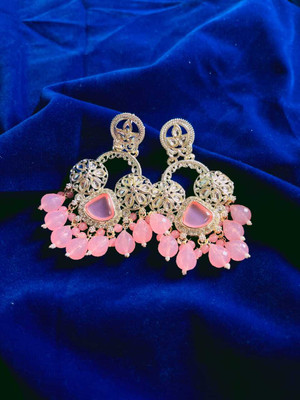 hengar Three_Round_Peach-1 Cubic Zirconia Brass Earring Set