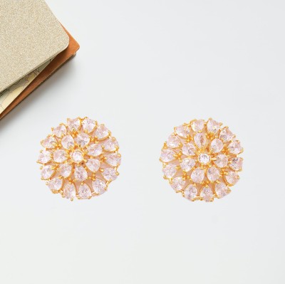 Guarantee Ornament House sylish Gold Plated Diamond Stone Stud Earrings for women Brass Stud Earring