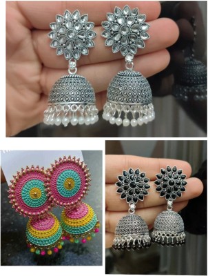 RUBI DESIGN CREATION COMBO OF 3 Latest Collection Kundan Jhumka earrings for Girls and Woman Alloy Jhumki Earring