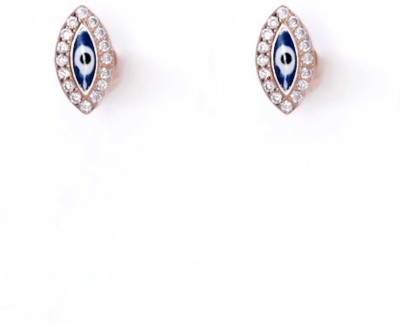 SILVER ISHQ Rose Gold Latest Design Evil Eye Studs For Casual Wear/Daily Wear/Office Wear Cubic Zirconia Sterling Silver Stud Earring