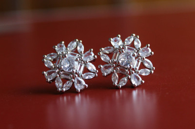 Bello Naari American Diamond Stud Earrings For Women & Girls Zircon Stone Stud Earring