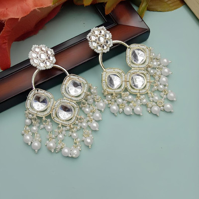 TESSARA TESSARA Gold-Plated Diamond & Pearl Jhumka Earrings for women Alloy Drops & Danglers