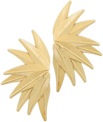 Oomph Gold Tone Retro Style Petal Leaf Fashion Party-Wear Large Drop Earring Beads, Crystal Alloy Drops & Danglers