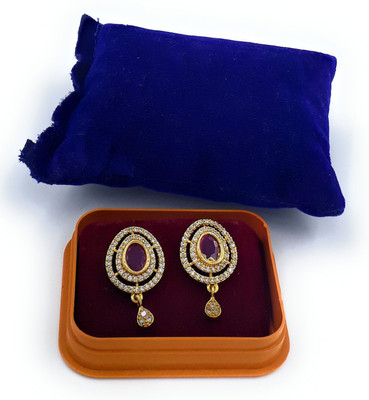 Anujeet Fashion Hub Gold Plated Covering 5 metal Impon AD Stone Small Floral Danglers For Women/Girl Copper Drops & Danglers