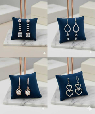 EARRIN 4 Combo Pack 4 Pairs Crystal Stud Earring