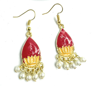 UWISH UW MEENAKARI DROP RD YEL EARRING Alloy Drops & Danglers