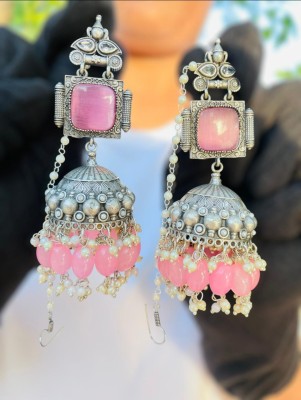 Zewar By Rajni Jhumka-e-jahan ( Pink ) Cubic Zirconia Brass Jhumki Earring