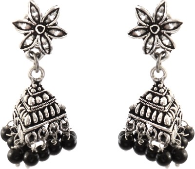 Jewels Origin Ethenic & Traditonal Silver Oxidised Earrings for both Girls & Women Pearl Alloy Jhumki Earring