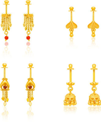Drashti Collection Traditional Micron Gold Plated Maharashtrian Style Bugadi Earrings Pack Of 4 Brass Ear Thread