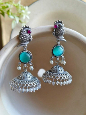 DANGAR ENTERPRISE Oxidized Silver Jhumka Earrings for Wedding, Festival Handcrafted Ethnic Earring Alloy Stud Earring