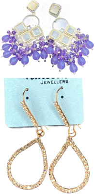 Hernger traders Long_big_stone_purple_04 & Rg_white_stone_06 Cubic Zirconia Alloy Earring Set
