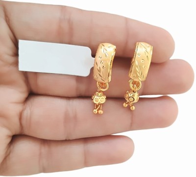 SAPNA PALACE classic touch gram gold plated huggie earring Brass Huggie Earring