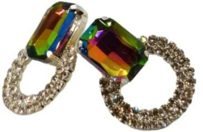 Relishine Stylish Multicolor Stone Hoop Earrings for Women | Western Wear Party Stud Beads Metal Stud Earring
