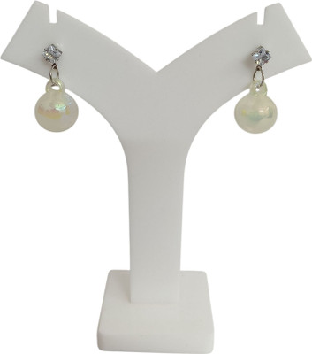 ONLINE_ESHOP Crystal Drop Pearl Earrings White Iridescent Spheres Silver-Tone Studs Plastic Drops & Danglers