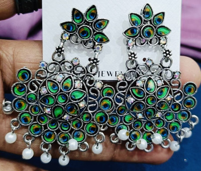 SAKETHAM Peacock Rounds Alloy Jhumki Earring