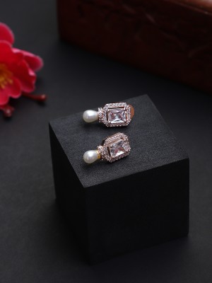 CARDINAL American Diamond Rose Gold Polish Earrings Cubic Zirconia Brass Earring Set