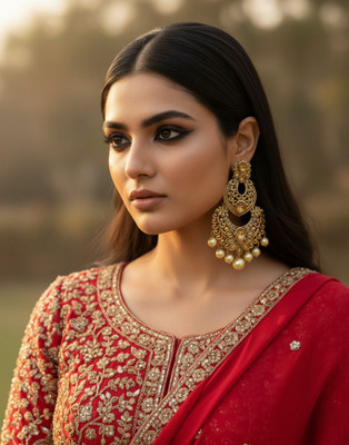 Statement Royale SR-ER-AG-0032 Cubic Zirconia Alloy Chandbali Earring