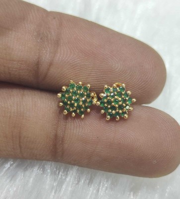 Gorkhastyle k/ad_green_small_stone_earring_7160 Brass Stud Earring