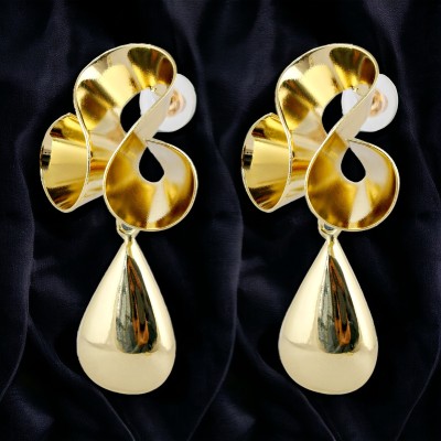 Lucky Jewellery Designer 18k Gold Plated Dangle Earrings For Girls & Women (575-CHEG-1216-G) Brass Drops & Danglers
