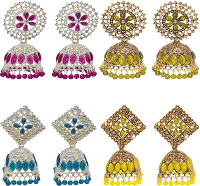 Malana Merino Earrings Fancy Fashion Jewellery Jhumka for Women Girls Jhumki Combo of 4 Gifts Alloy Jhumki Earring