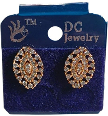 Amoha Lifestyle Gold Plated Leaf Design CZ Stud Earrings for Women | Party Wear Studs Alloy Stud Earring