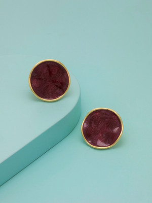 Kushal's Fashion Jewellery Ruby Gold-Plated Party Zircon Trendy Studs Zircon Copper Stud Earring