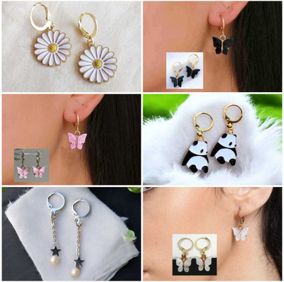 ELCETRATD JEWELLERY Shimmering beautiful pack of 6 earrings combo for women and girls Crystal Alloy Earring Set