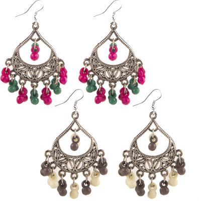 Jamleen Gallery Bohemian Style Silver Earrings Combo Alloy Jhumki Earring