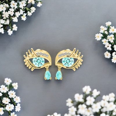 Jewelgenics Gold-Tone Turquoise Crystal Evil Eye Teardrop Earrings Crystal Alloy Drops & Danglers