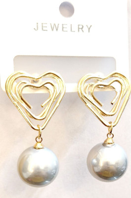 brikshi Silver heart shape earing (Pack of 1) Plastic Drops & Danglers