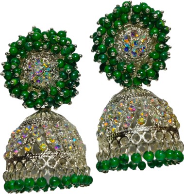 Eelio shop Nature's Grace: Green Enamel Jhumka Bliss Brass Jhumki Earring