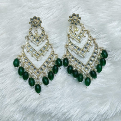 Antiquity Green Kundan Pearl Earrings for Women | Ethnic & Festive Jewellery Alloy Jhumki Earring