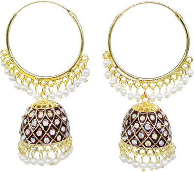 MAYTAG Meena Kari Fancy Bali Jhumka Earrings Beads Alloy Huggie Earring, Jhumki Earring, Earring Set, Hoop Earring