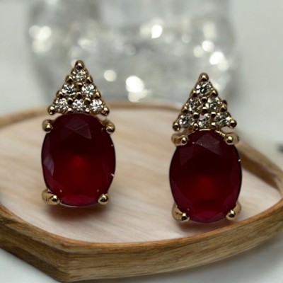 INIZZIO Gold Plated Stone Studded Drop Earrings Brass Drops & Danglers