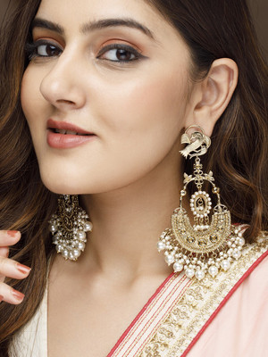 RUBANS Rubans 22k Gold-Plated Handcrafted Pearls Chandbali Earrings Brass Chandbali Earring