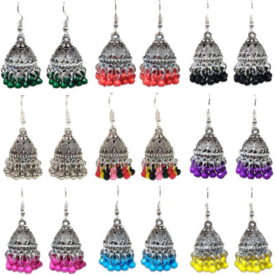 house of common Oxidised Light Weight Stylish Fancy Party Wear Jhumka Afgani Earrings Set Combo Beads German Silver, Enamel, Plastic, Brass, Metal Earring Set, Jhumki Earring, Tunnel Earring, Drops & Danglers house of common Oxidised Light Weight Stylish Fancy Party Wear Jhumka Afgani Earrings Set Combo Beads German Silver, Enamel, Plastic, Brass, Metal Earring Set, Jhumki Earring, Tunnel Earring, Drops & Danglers